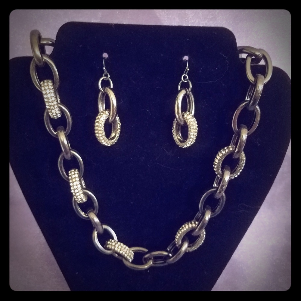🖤Glamorous Pave Link Necklace Set🖤